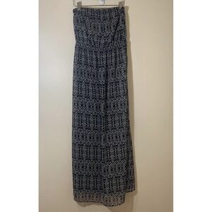 One Clothing Maxi Dress‎ Womens Medium Black White Strapless Geometric Cruise